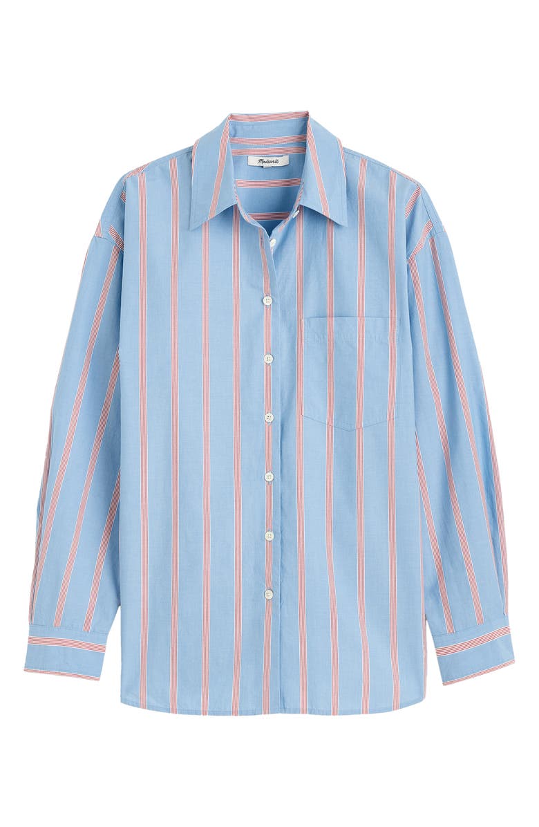 Madewell The Easy Stripe Cotton Poplin Button-Up Shirt, Alternate, color, Calm Blue
