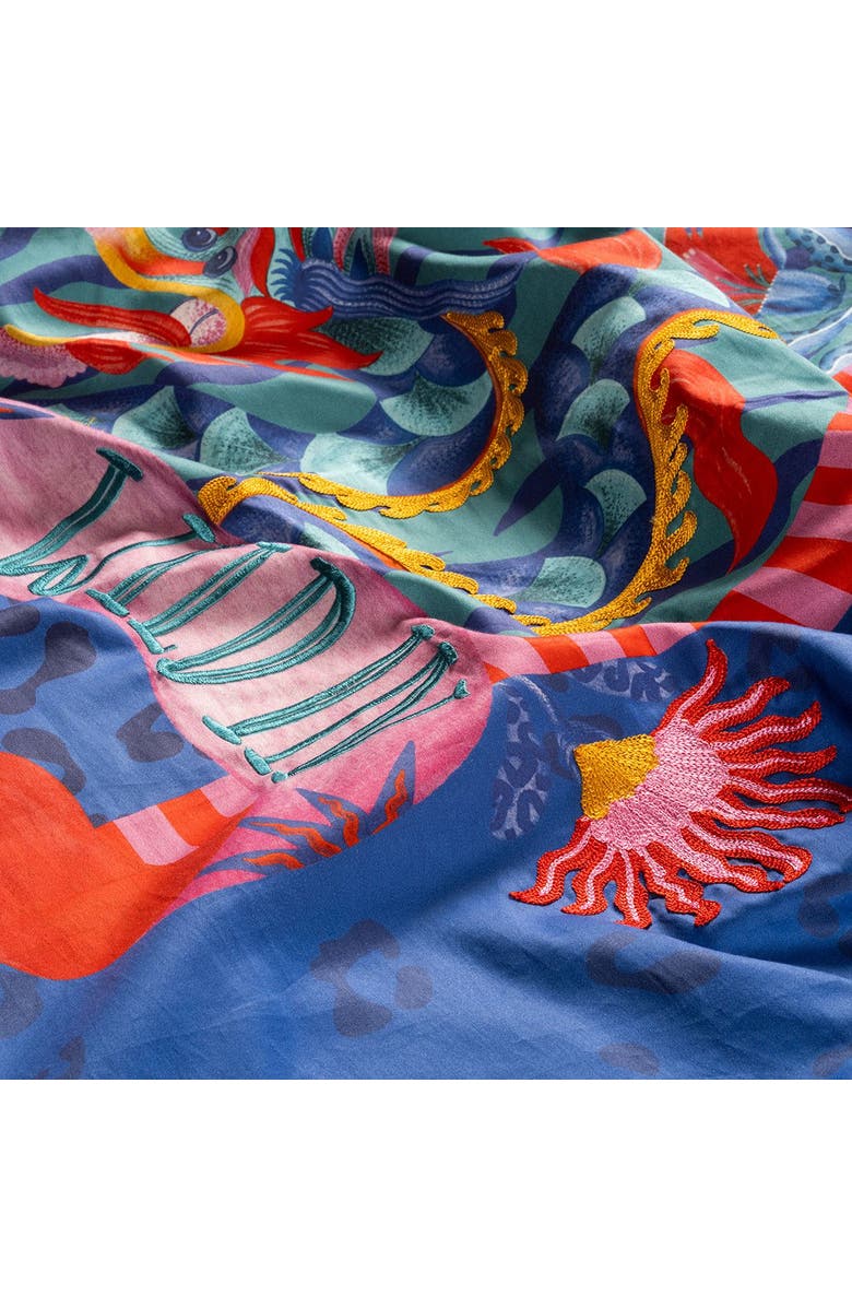 Zsa Zsa Zsu Lahor 300 Tc King Size 100% Cotton Satin Duvet Cover Set 94X87 In Maximalist, Alternate, color, Blue