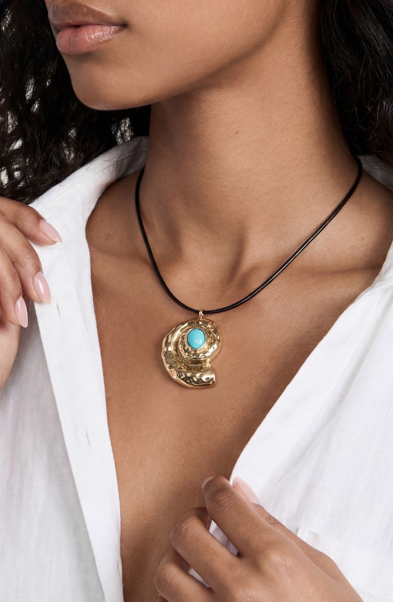 Ettika Turquoise Conch Pendant Cord Necklace, Alternate, color, Turquoise