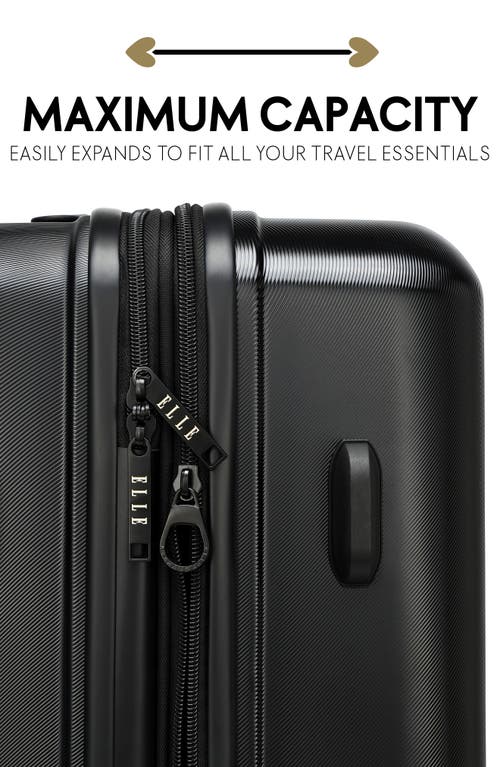 Elle Expedition 3 Piece Expandable Polycarbonate Spinner Luggage Set In Black