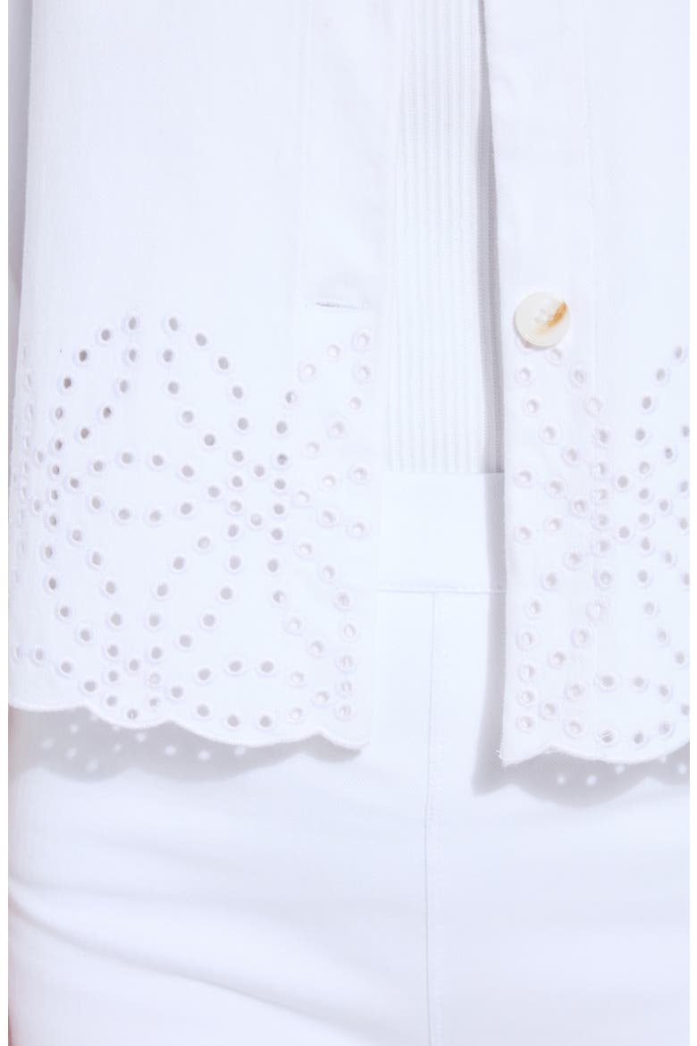 Gem Eyelet Detail Stretch Cotton Denim Jacket, Alternate, color, WHITE
