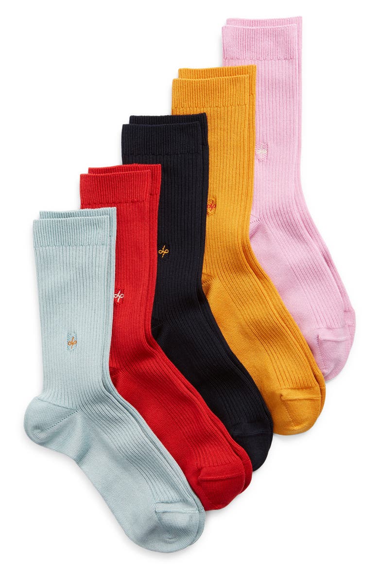 5-Pack Rib Crew Socks, Main, color, MULTICOLOR