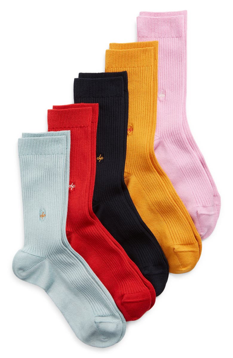 Dueple 5-Pack Rib Crew Socks, Main, color,