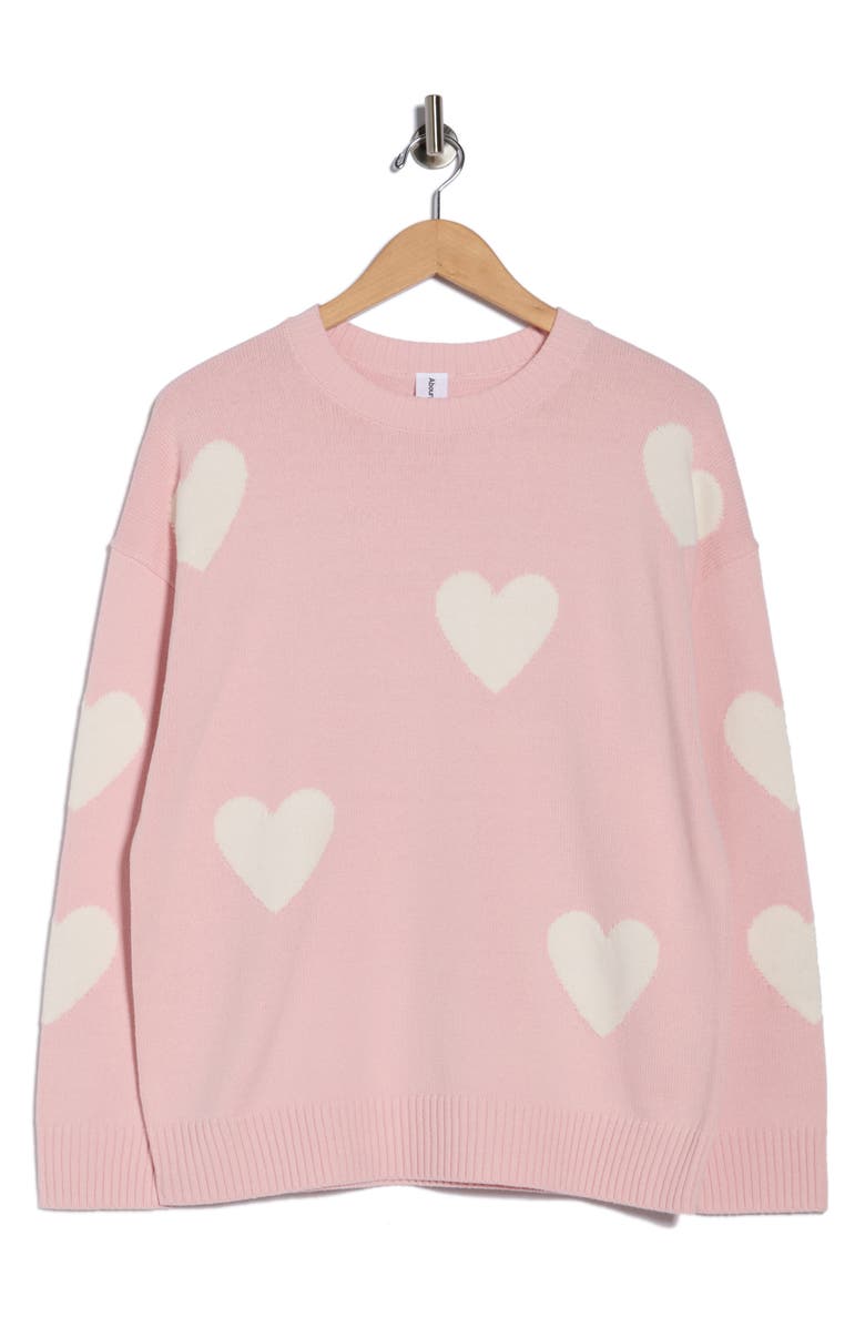 Abound Hearts Sweater, Alternate, color, Pink Hearts
