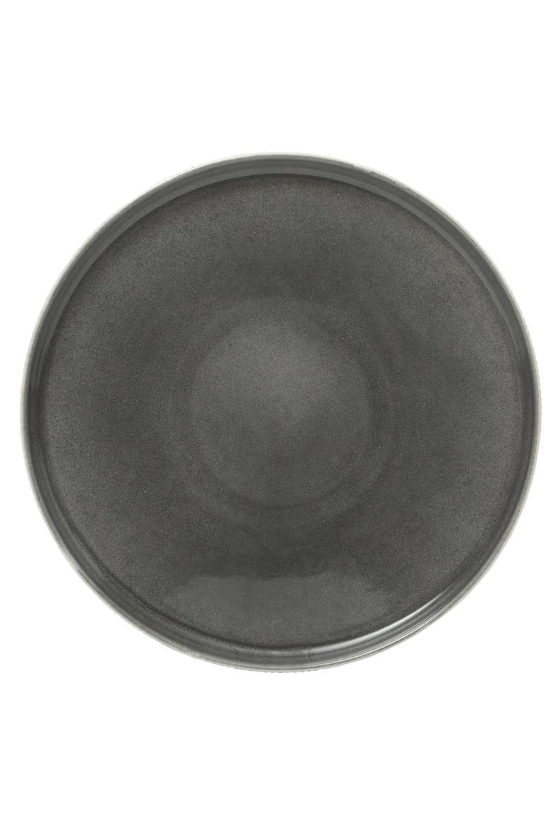Solana Coast 12-Piece Reactive Glaze Embossed Stoneware Dinnerware Set, Alternate, color, Black