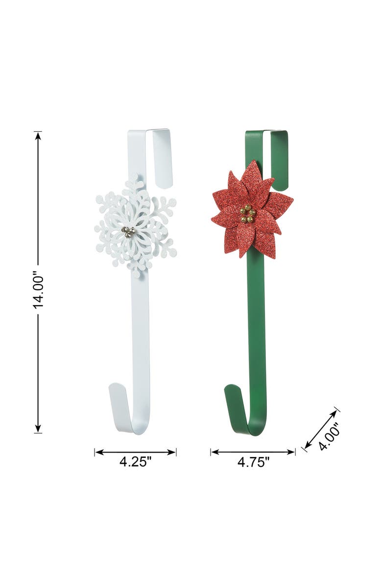Christmas Metal Snowflake Poinsettia Wreath Hanger, Alternate, color, Green