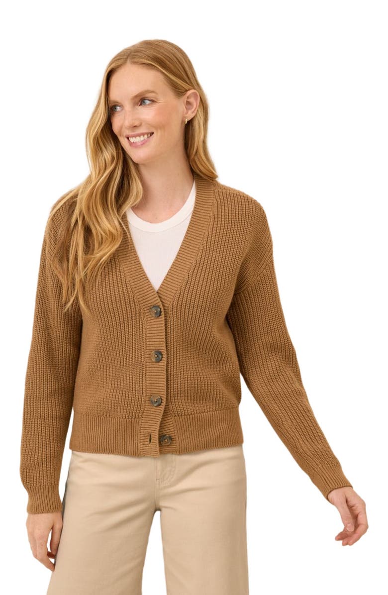 Pact Luxe Knit Cropped Cardigan, Alternate, color, Brown Sugar Heather