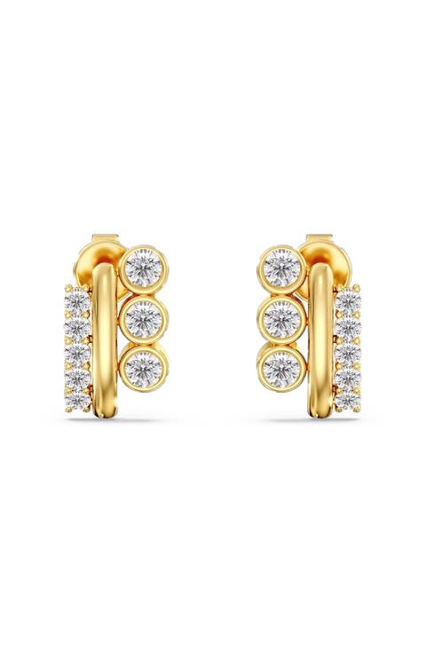 Small Stacked Trio Lab Diamond Studs in 14K Gold