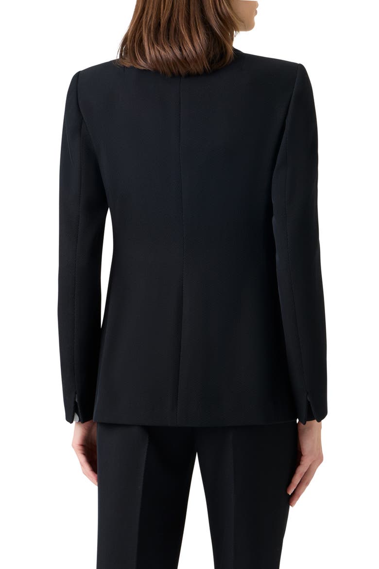 Double Breasted Virgin Wool Tricotine Jacket, Alternate, color, BLACK