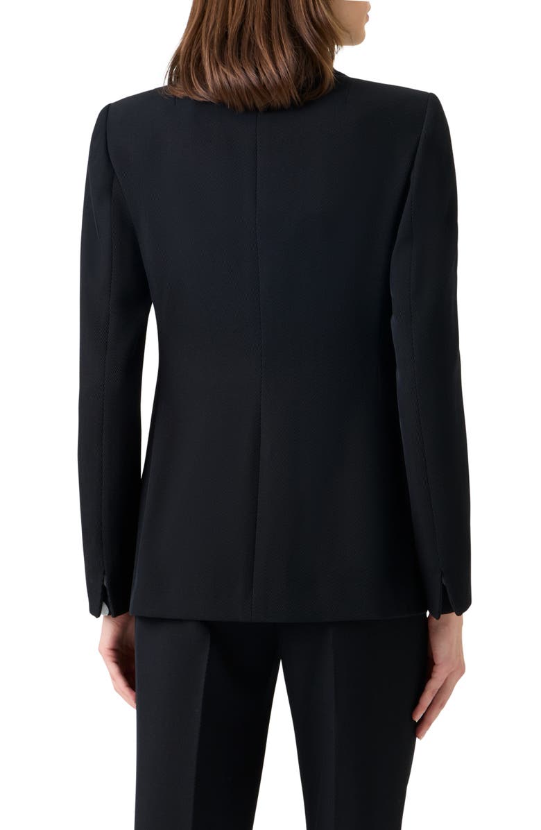 Akris punto Double Breasted Virgin Wool Tricotine Jacket, Alternate, color, Black