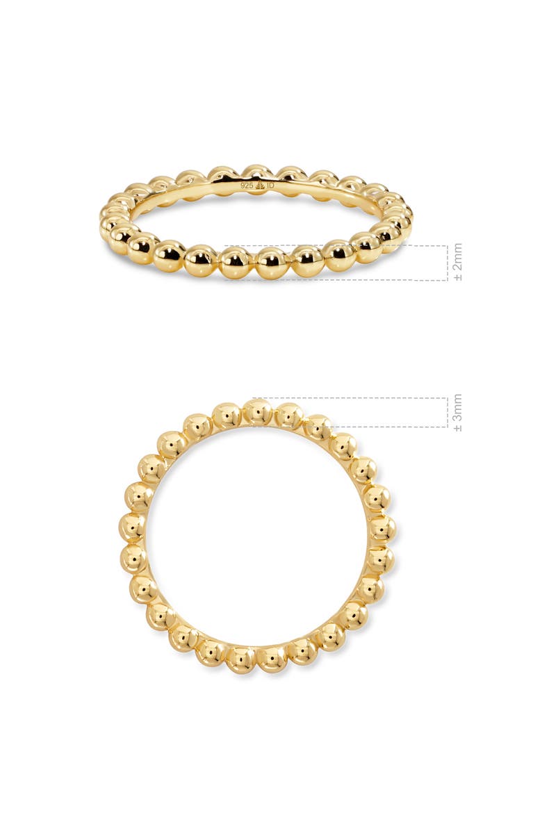 Beaded Ball Ring in Gold Plated Sterling Silver, 2mm, Alternate, color, Yellow Gold