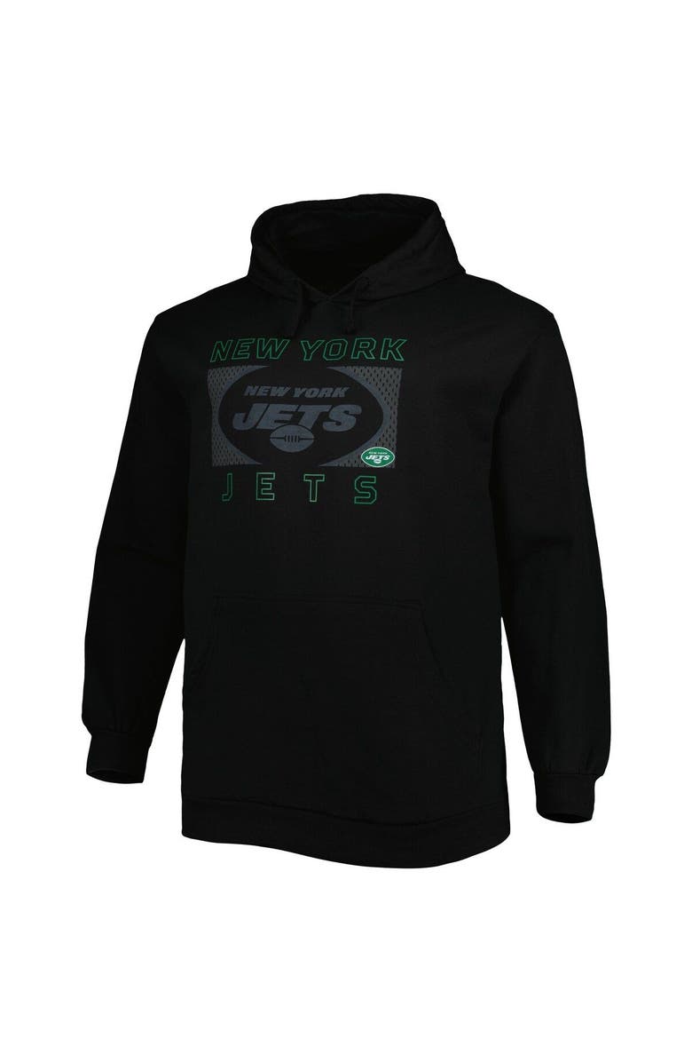 FANATICS Men's Fanatics Branded Black New York Jets Big & Tall Pop of Color Pullover Hoodie, Alternate, color,