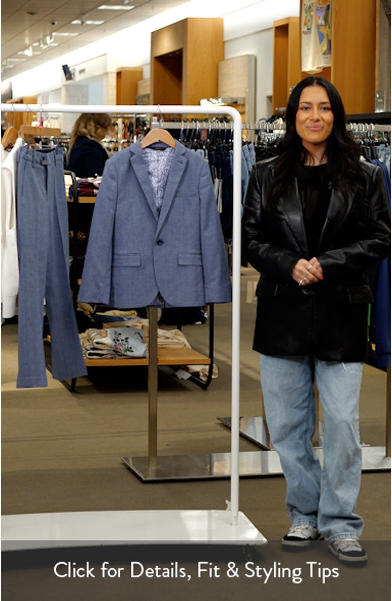 Kids' Skinny Fit Textured Blue Sport Coat, sales video thumbnail