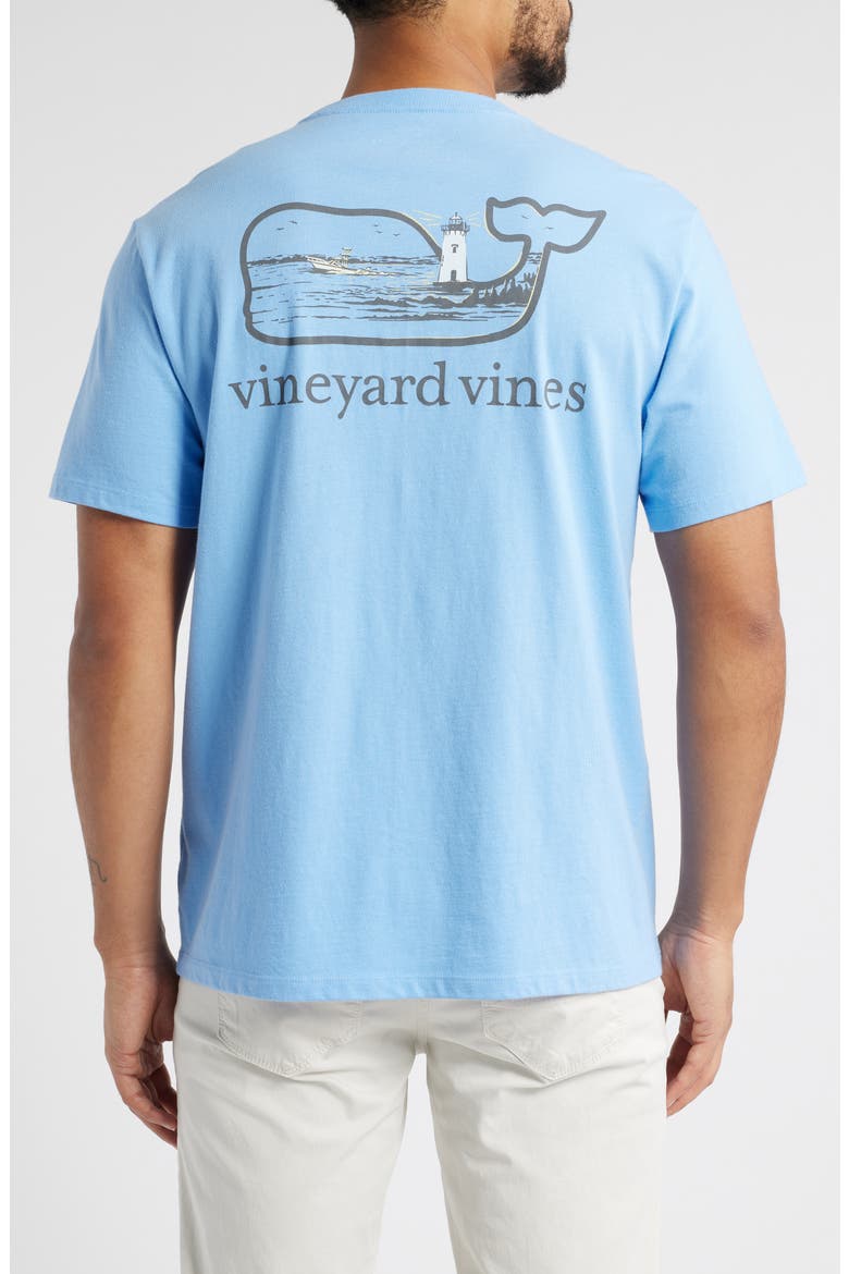 Lighthouse Whale Pocket Graphic T-Shirt, Alternate, color, SERENITY BLUE