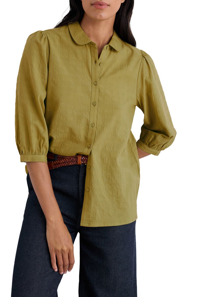 Hope Cottage II Organic Cotton Button-Up Shirt, Main, color, FENNEL