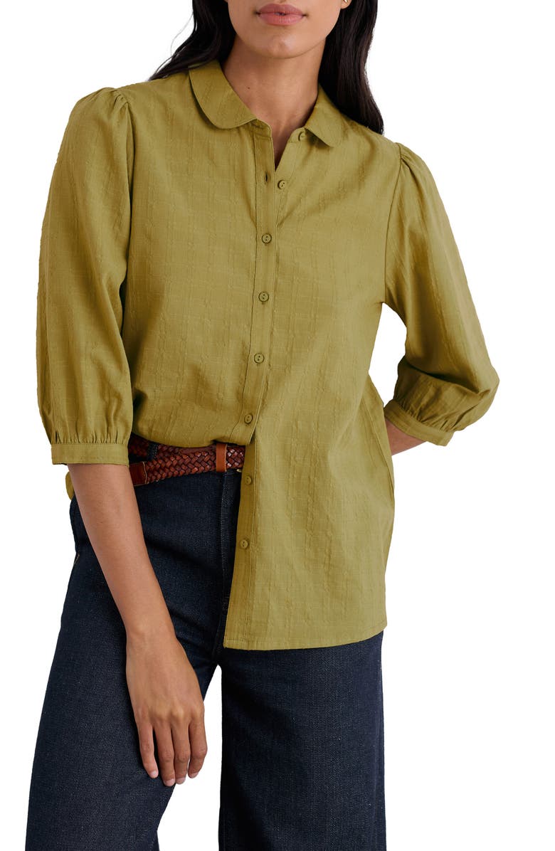 Seasalt Cornwall Hope Cottage II Organic Cotton Button-Up Shirt, Main, color, Fennel