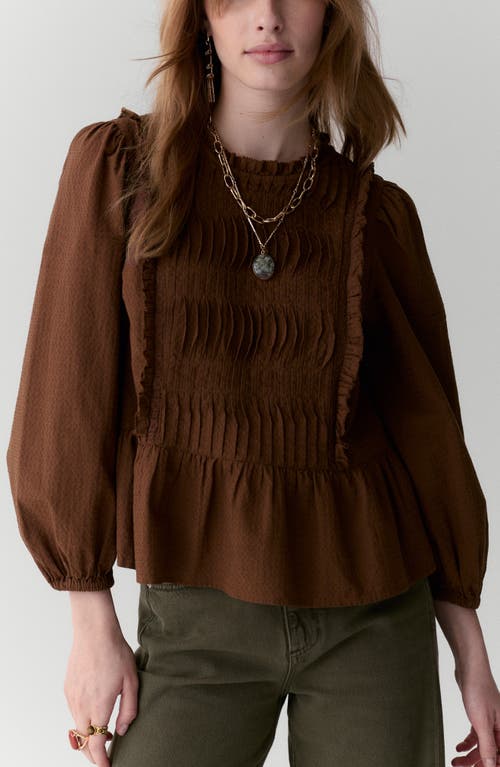 Per Una By M&s Pleated Ruffle Trim Cotton Peplum Top