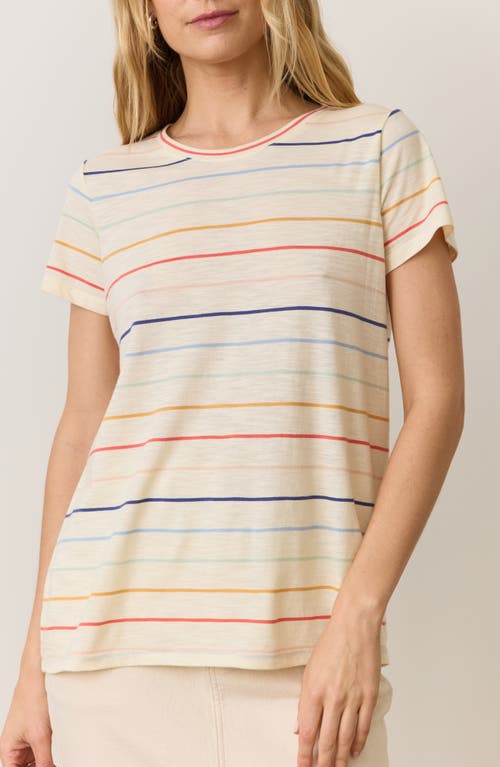 Marine Layer Striped Swing Crewneck Tee In Rainbow Stripe
