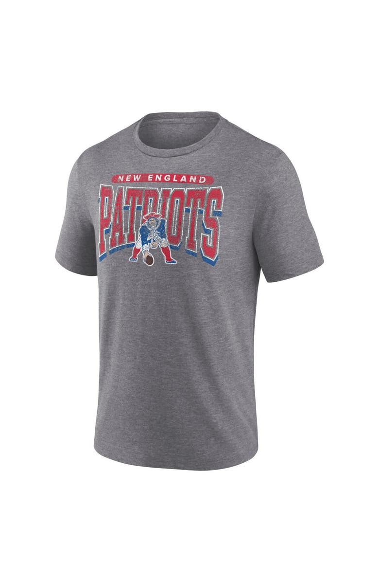 FANATICS Men's Fanatics Heather Gray New England Patriots Warped Block Tri-Blend T-Shirt, Alternate, color, Heather Gray