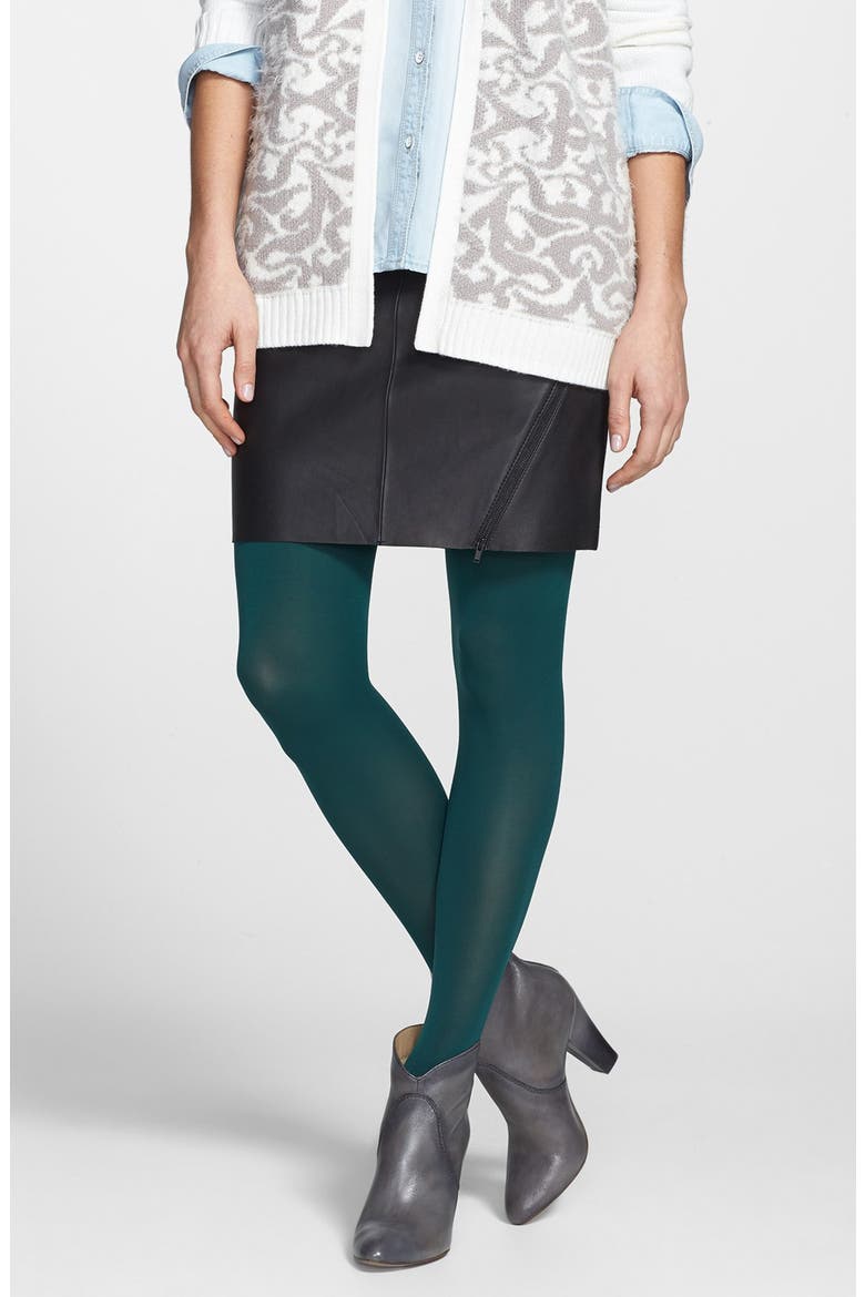 'Everyday' Opaque Tights, Main, color, GREEN BOTTLE