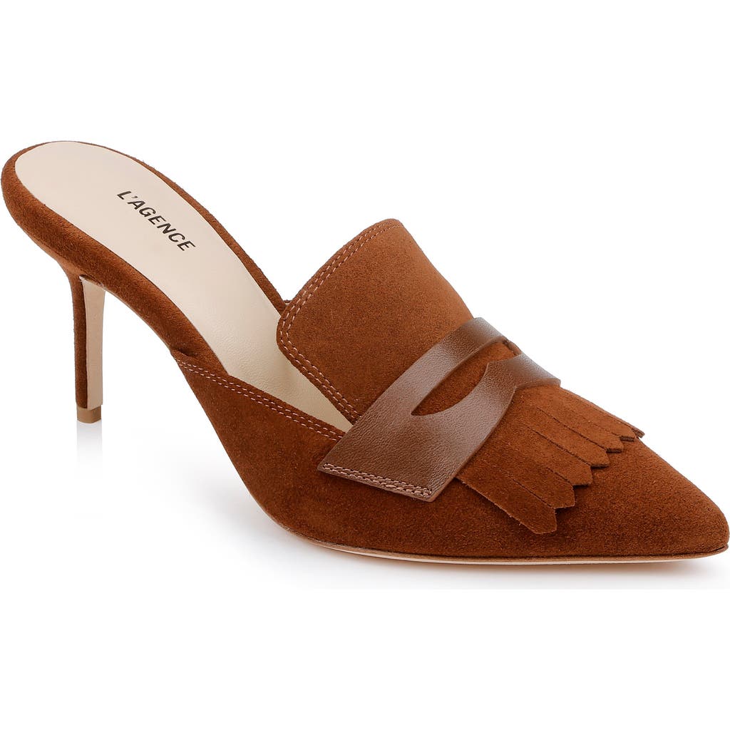 L'agence Bijou Ii Pointed Toe Kiltie Penny Loafer Mule