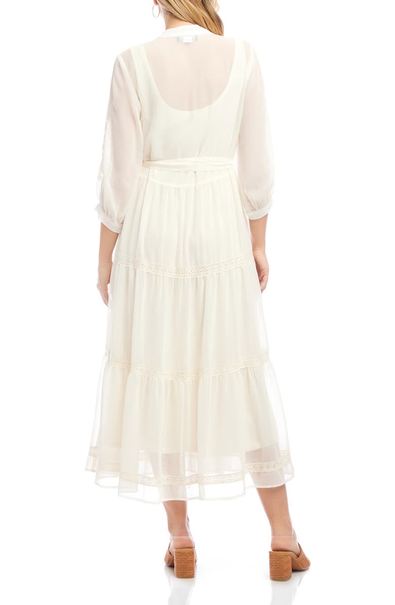 Karen Kane Tiered Embroidered Shirtdress, Alternate, color, Off White