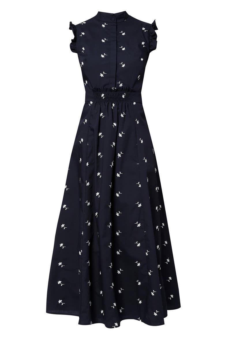 Evie Embroidered Floral Poplin Dress, Alternate, color, NAVY / WHITE