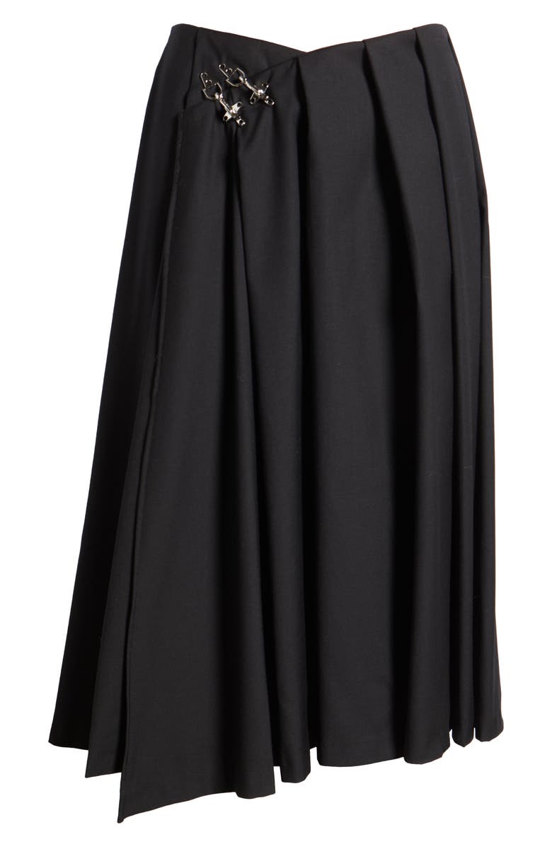 Mistress Rocks Pleated Wrap Front Midi Skirt, Alternate, color, Black