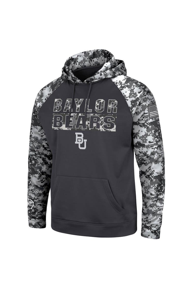 Men's Colosseum Charcoal Baylor Bears OHT Military Appreciation Digital Camo Pullover Hoodie, Alternate, color, Charcoal