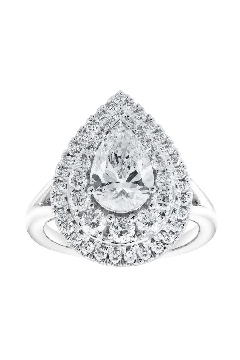 Anisa 14K White Gold Pear Lab Grown Diamond Halo Engagement Ring - 2.5 Ct, Main, color, 14K White Gold