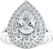 LuvMyJewelry Anisa 14K White Gold Pear Lab Grown Diamond Halo Engagement Ring - 2.5 Ct
