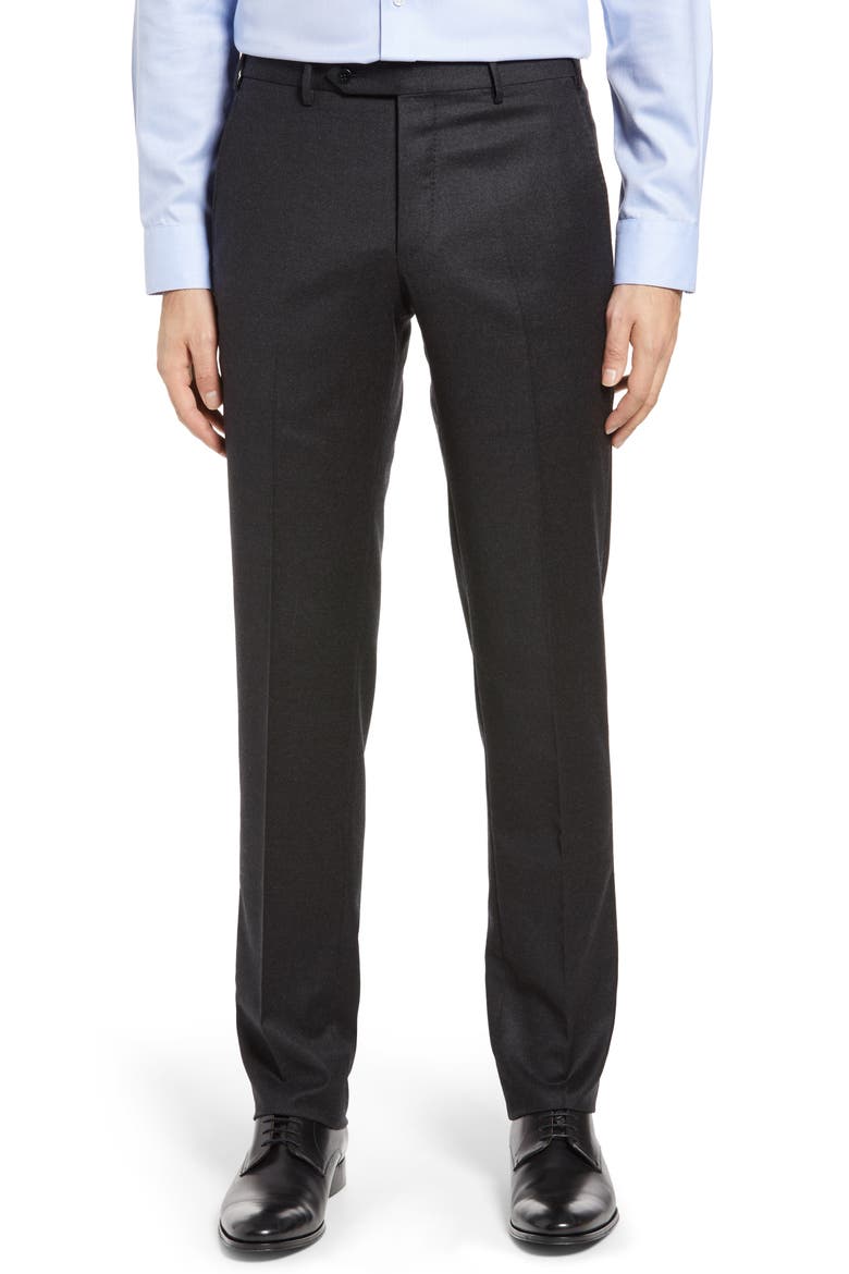 Parker Flannel Trousers, Main, color, DARK GREY