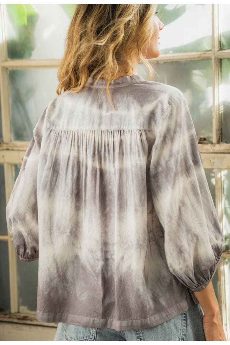Tie Dye Cotton Poplin Peasant Top, Alternate, color, Grey Tie Dye