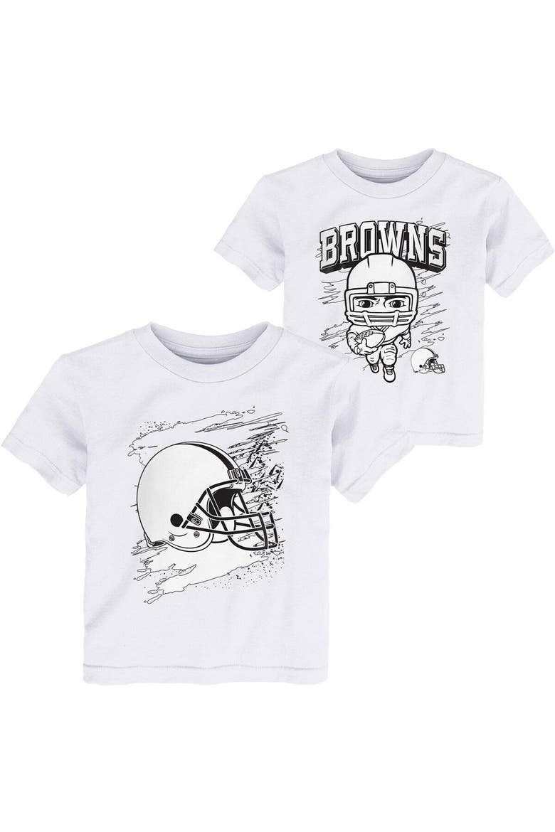 Toddler White Cleveland Browns Coloring Activity Two-Pack T-Shirt Set, Main, color, White