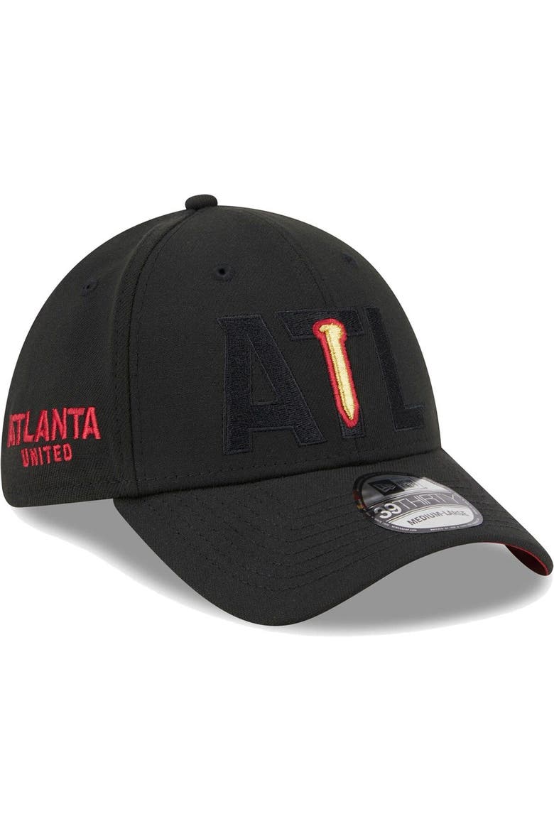 Men's New Era Black Atlanta United FC Kick Off 39THIRTY Flex Hat, Main, color, Black