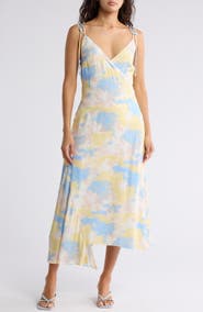 Joie Dami Tie Strap Asymmetric Hem Midi Dress