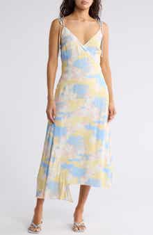 Joie Dami Tie Strap Asymmetric Hem Midi Dress