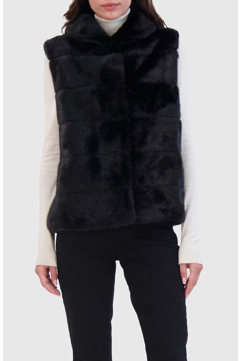 Fur-Free Mink Faux Fur Vest, Alternate, color, BLACK