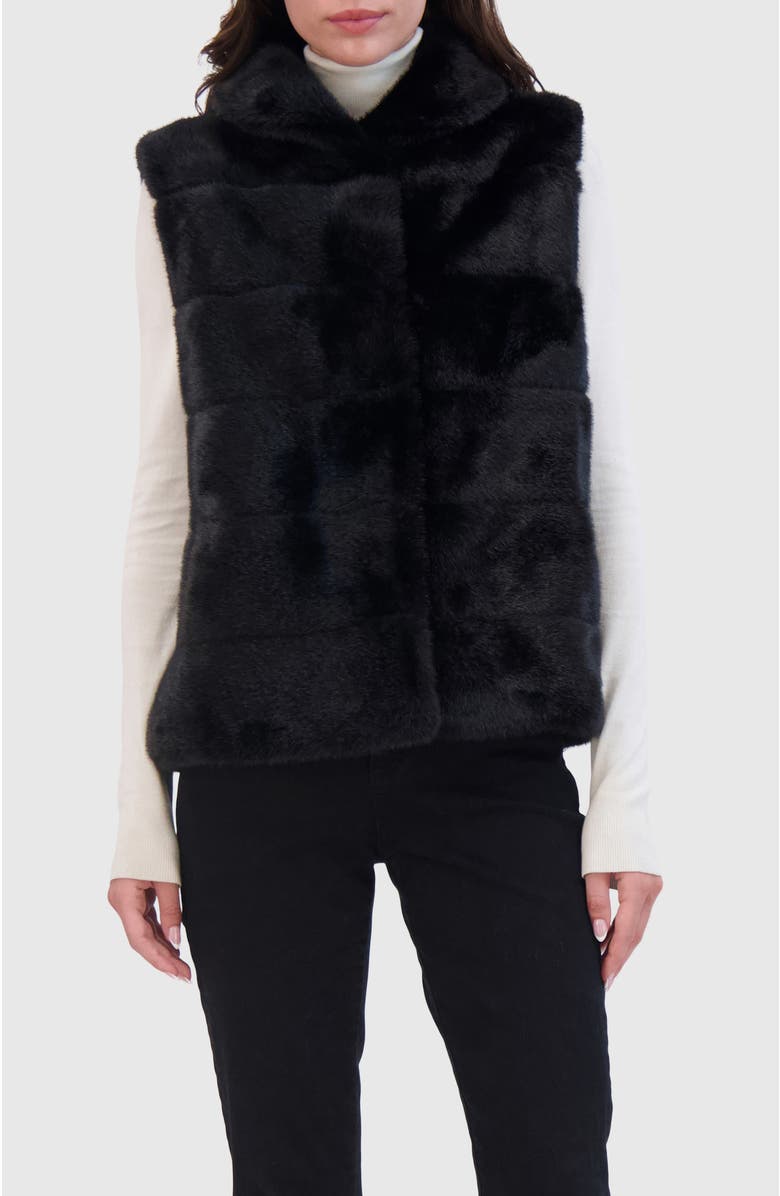 Lyla Grant Fur-Free Mink Faux Fur Vest, Alternate, color, Black