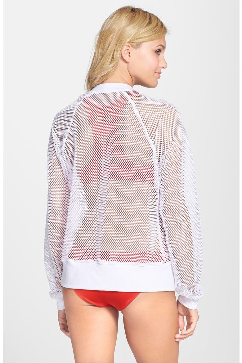 Mesh Bomber Jacket, Alternate, color, WHITE