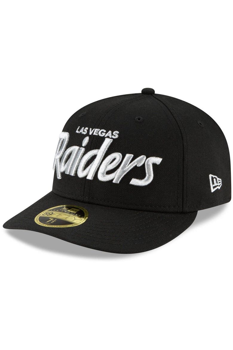 Men's New Era Black Las Vegas Raiders Omaha Script Low Profile 59FIFTY Fitted Hat, Alternate, color, BLACK