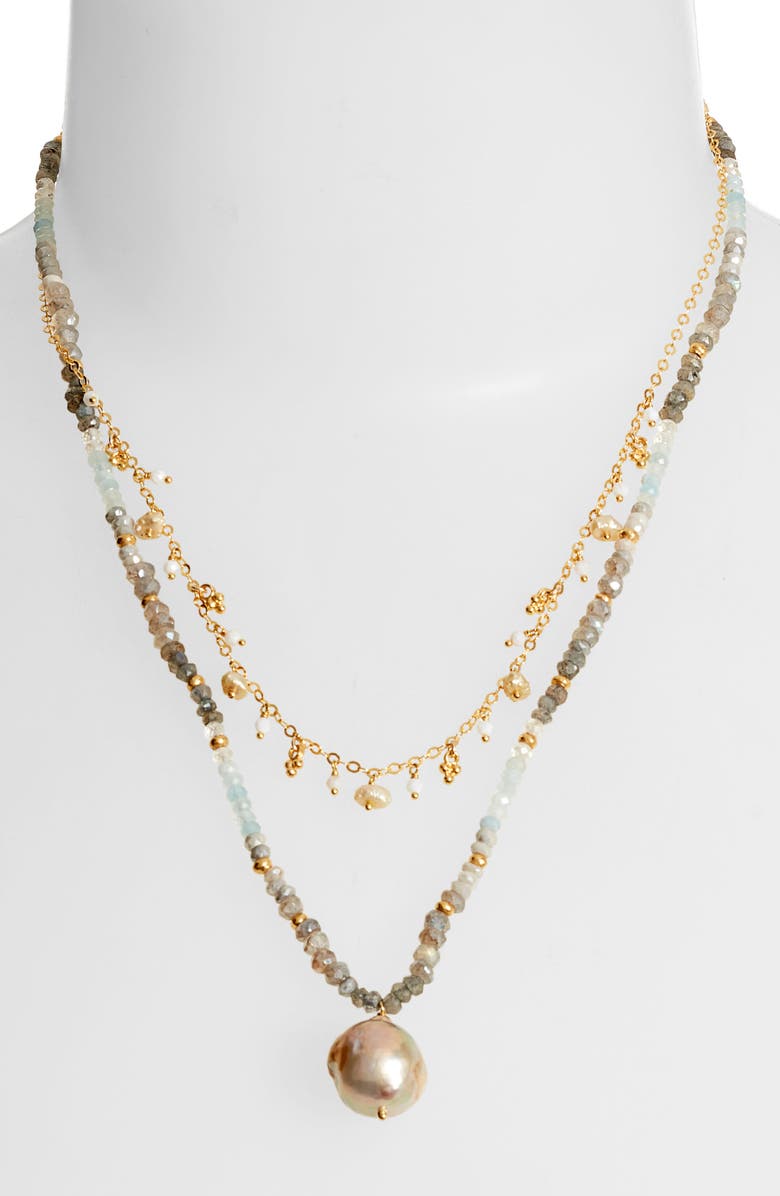 Chan Luu Pearl & Semiprecious Stone Layered Necklace, Main, color,