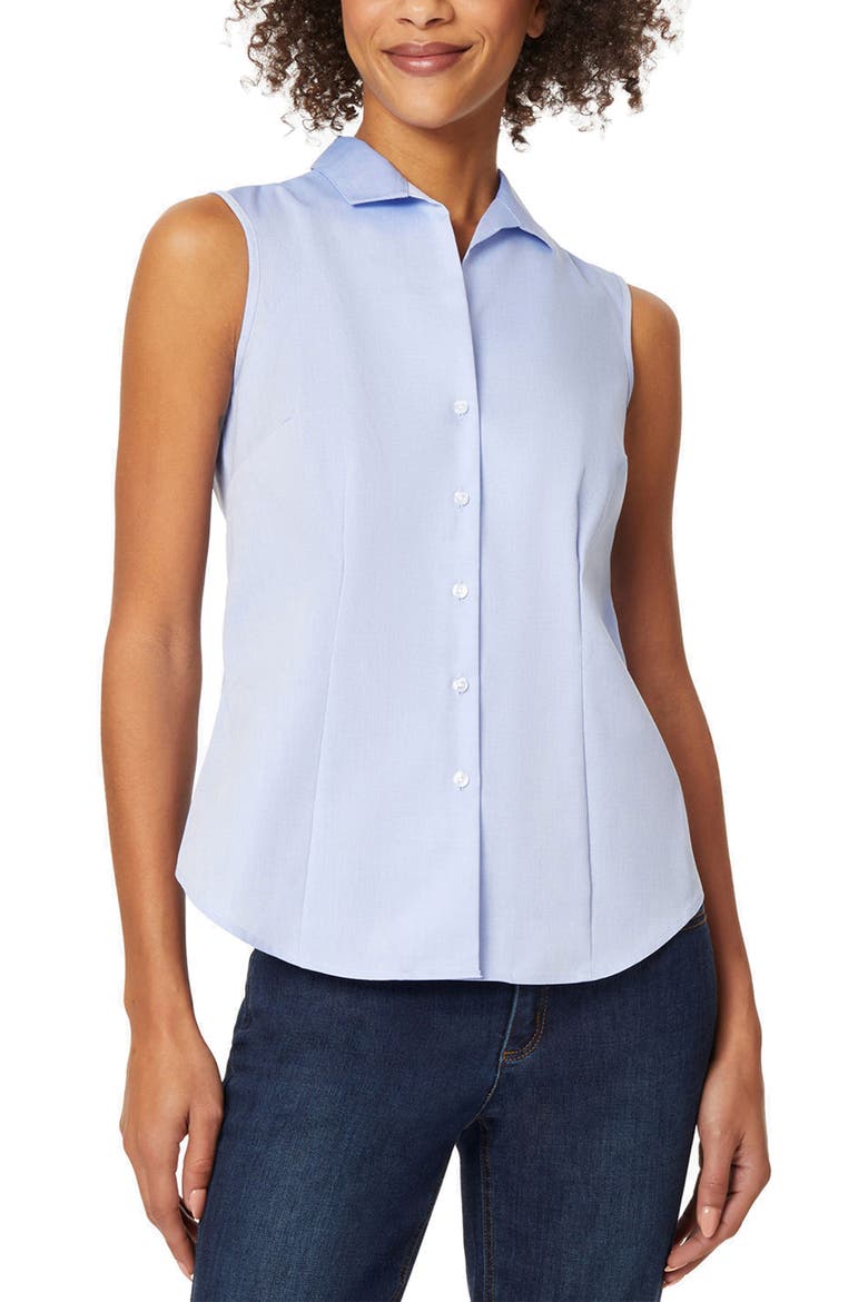 Sleeveless Cotton Blouse, Main, color, BLUE
