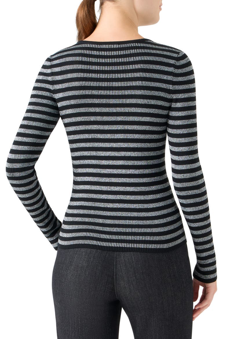 Stripe Virgin Wool Sweater, Alternate, color, BLACK-BRUSHED STEEL