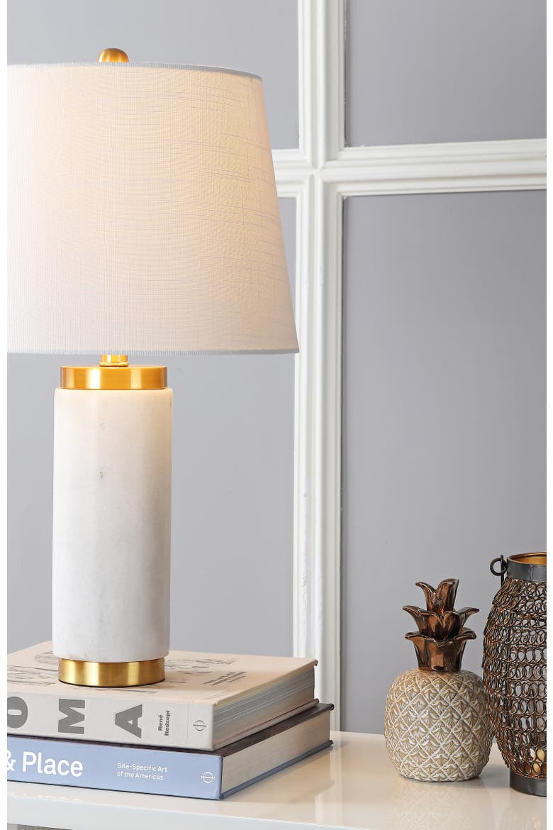 Adams 23" Marble LED Table Lamp, White/Brass, Alternate, color, White/Gold