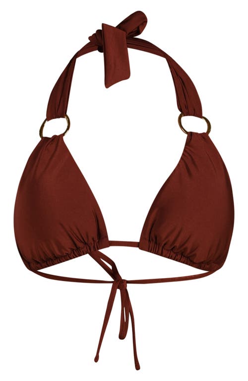 Sunshine 79 Solids Triangle Bikini Top In Brown