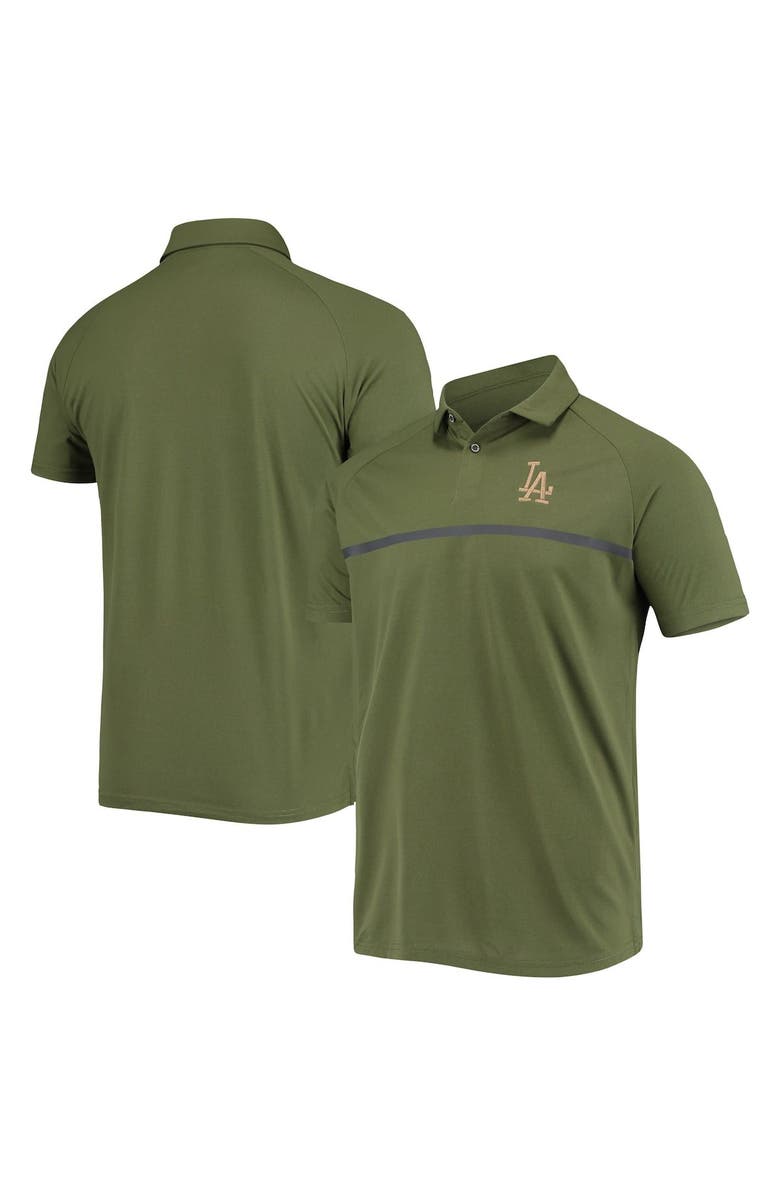 LEVELWEAR Men's Levelwear Olive Los Angeles Dodgers Delta Sector Raglan Polo, Alternate, color,