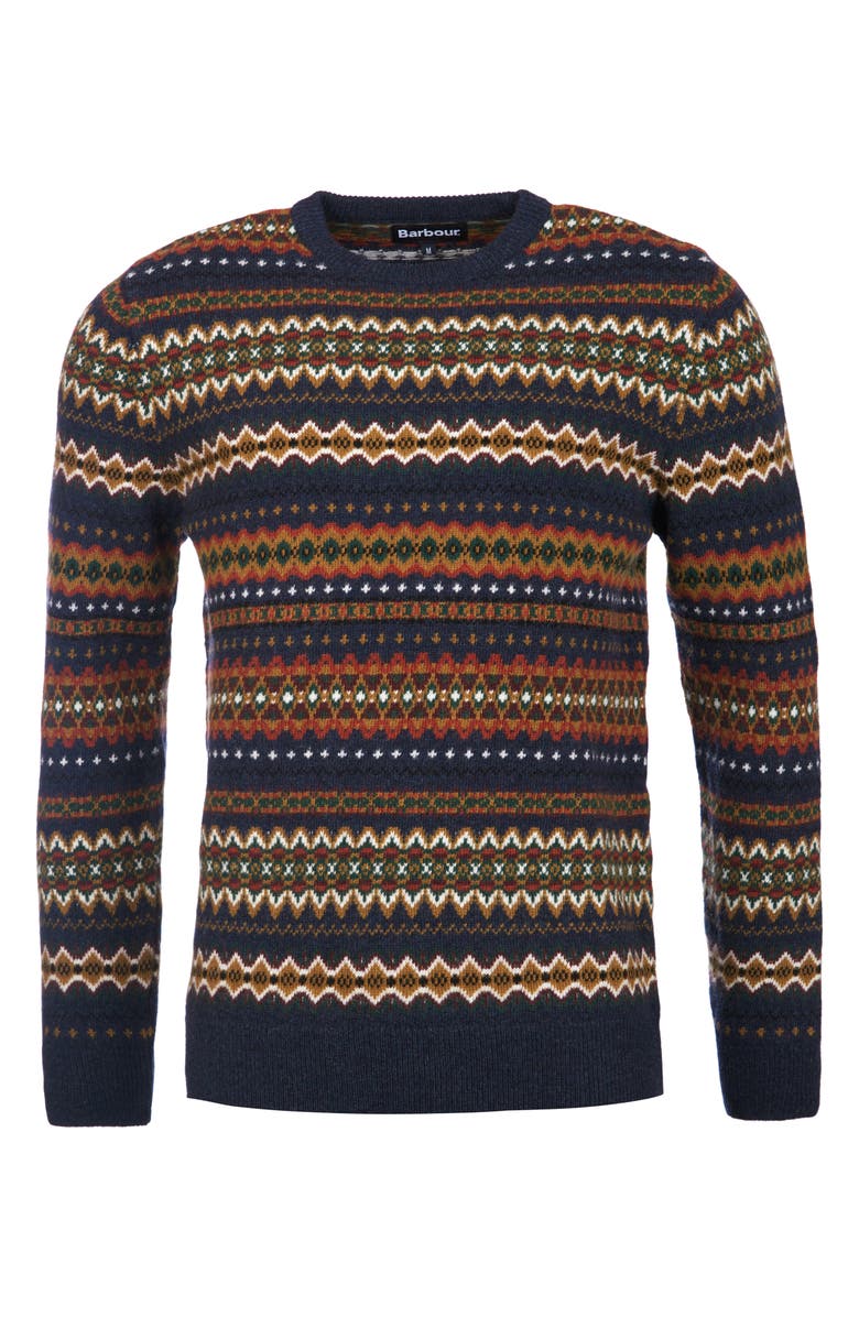 Barbour Fair Isle Crewneck Wool Sweater, Alternate, color, Navy Marl