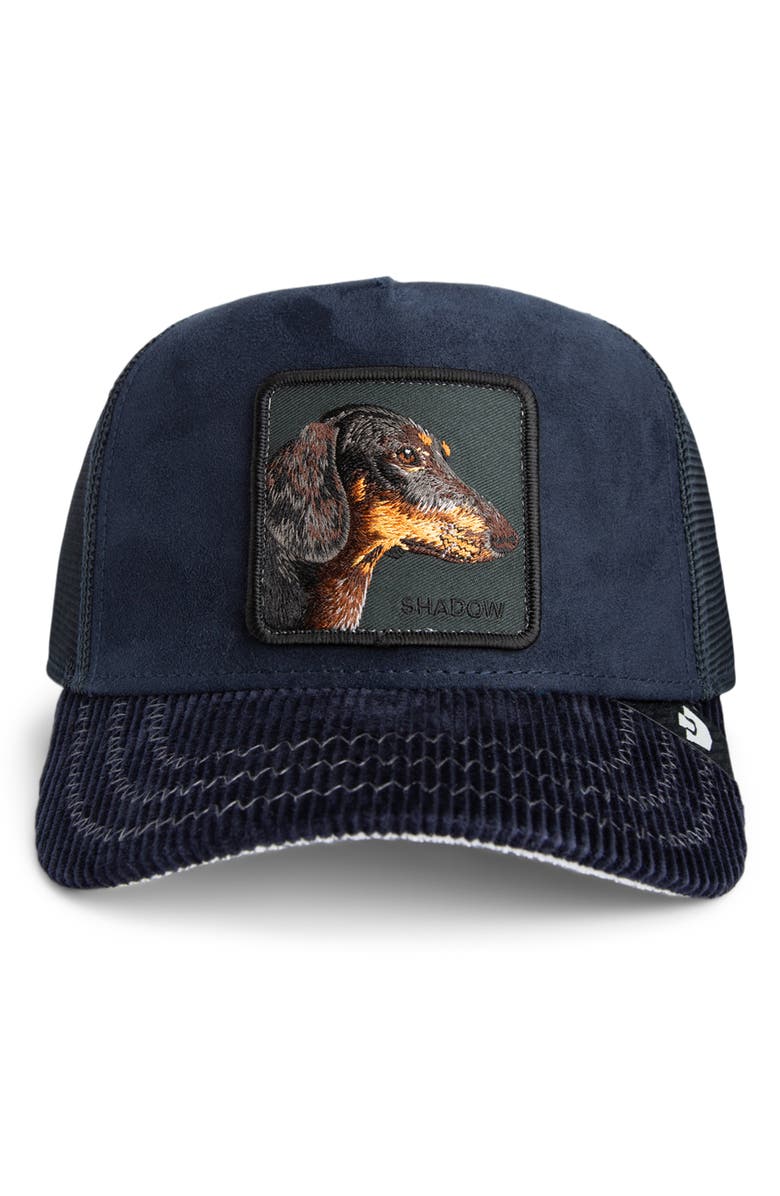 Goorin Bros. Shadow Remix Dog Patch Snapback Trucker Hat, Main, color, Navy Multi
