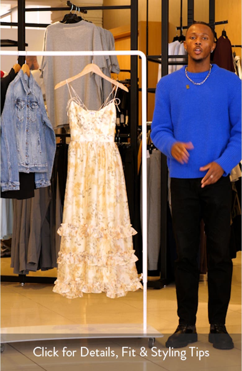 Elliott Floral Tiered Organza Midi Dress, sales video thumbnail